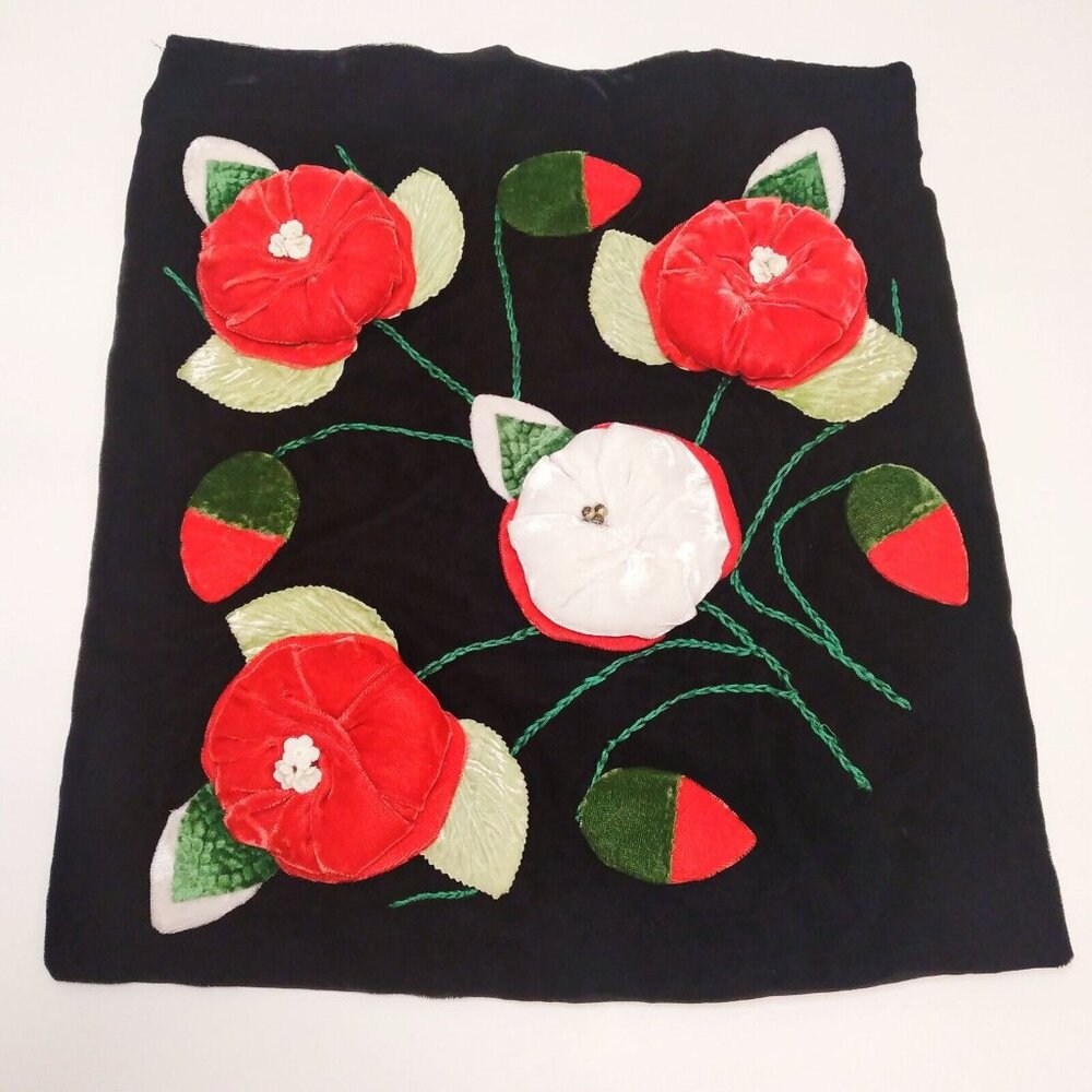 Throw Pillow Cover One Set Decor Velvet 3D Red Flowers Black, Cushion Cases.